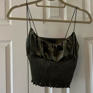 Urban Outfitters velvet green crop top